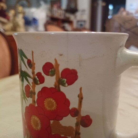 Vintage Coffee Mug Red Poppies - Picture 2 of 4